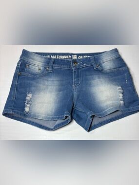 Women's Low Rise Blue Denim Shorts